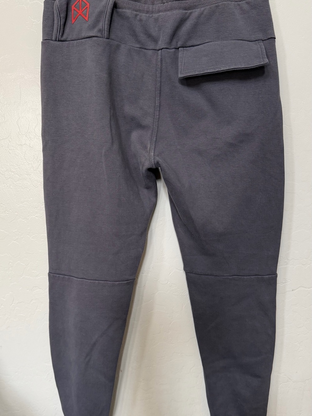 Men's Dark Gray Drawstring Joggers with Side Zip Pocket - Picture 3 of 5
